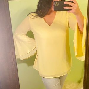Yellow, flared sleeved blouse